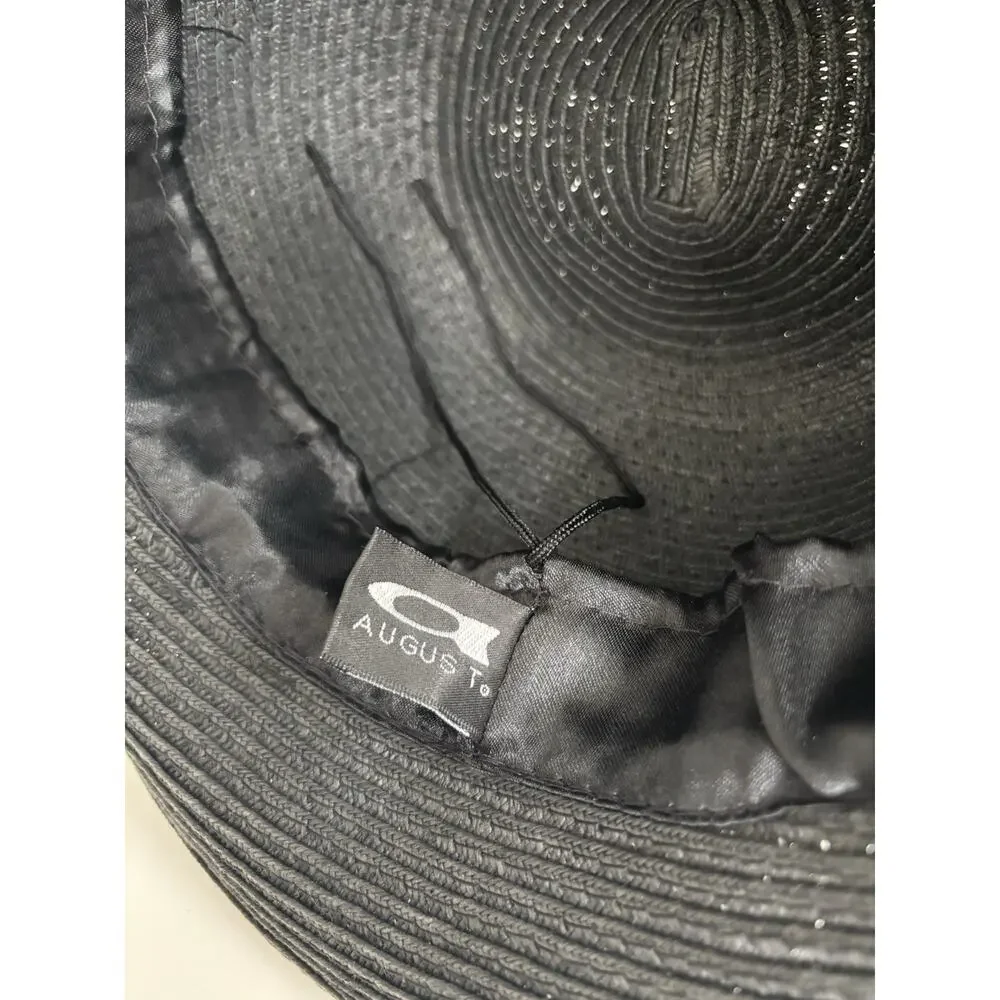 August Hat Company Black “Classic Kettle” Straw Sunhat, Braided Band - Picture 4 of 6